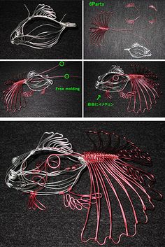 the instructions for how to make a neon fish sculpture with wire and acrylic paint