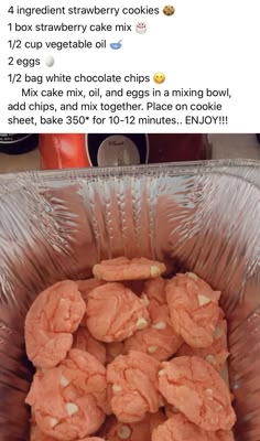 a bowl filled with cookies sitting on top of a table