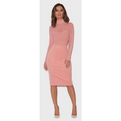 Nwt House Of Cb London Sajida' Pink Stretch Crepe Jersey Long Sleeve Midi Dress | M In Brand New Condition With Tags. Missing Retail Tag But Has The Security Ribbon Return Tag. About Item: Sajida' Combines Feminine Tones And Beautiful Stretch Fabrics To Amazing Effect. Featuring A Long Sleeve Design, Pencil Cut Skirt, High Neck, And Mesh Paneling, 'Sajida' Is Just Perfect. Made From Stretch Jersey And Mesh. Color: Dusty Pink - Long Sleeve - Materials: Jersey (95% Polyester, 5% Elastane) Mesh 95% Pencil Cut Skirt, Formal Chic, Pink Long Sleeve Dress, Leather Midi Dress, House Of Cb Dresses, Jersey Long Sleeve, Bandage Dress Bodycon, Womenswear Fashion, Strapless Midi Dress