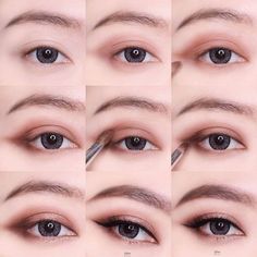 Beautiful korean makeup method Simple Korean Makeup, Membentuk Alis, Mekap Mata, Makeup Drawing, Beginners Eye Makeup, Doll Eye Makeup, Work Makeup, Rave Makeup, Ethereal Makeup