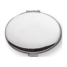 a round metal object with black trim on the bottom and white back, sitting in front of a white background