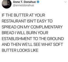 the tweet is being posted to someone about their restaurant's food choices