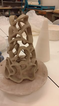 the sculpture is made out of clay and ready to be put into its next project