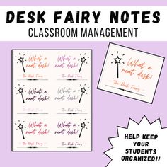 a poster with some writing on it that says desk fairy notes classroom management help keep your students organized