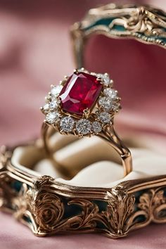 A ruby engagement ring: a symbol of enduring love and vibrant passion. This collection features 23 exquisite rings, showcasing timeless elegance in yellow, white, and rose gold settings. Discover classic ovals and pears, or the sophisticated emerald cut, each ruby a fiery testament to a love as deep and lasting as its rich red sparkle. Royal Engagement Ring, Gold And Ruby Engagement Ring, Ruby And Diamond Ring Vintage, Timeless Ruby Ring, Vintage Gold Engagement Ring, Vintage Garnet Ring, Ruby Engagement Rings, Victorian Gold Ring, Vintage Ruby Ring