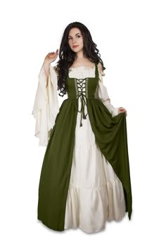 Renaissance Medieval Irish Costume Over Dress & Chemise Set – ReminisceShoppe Irish Costume, Irish Costumes, Irish Dress, Medieval Dresses, Fest Outfits, Ren Fest, 사진 촬영 포즈, Ren Fair, Over Dress