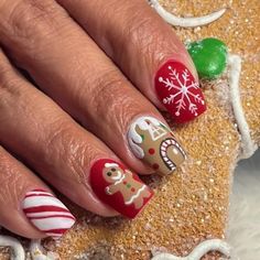 PRICES MAY VARY. ❄️Christmas Nails: You will get 24 Pcs Christmas fake nails with design press on nails in 12 sizes, 1 nail file and 24 jelly glues,1 alcohol bag 1 small wooden stick. ❄️Easy to use: Our acrylic press on nails can be reused, with high cost performance (Can't be reused after using glue) ❄️Material: Our nails are made of environmentally friendly ABS resin material, which is non-toxic, tasteless and environmentally friendly, It is harmless to skin and nails. You can use it safely. ❄️Widely used: These false nails are suitable for Christmas festival ,Bringing you a strong holiday atmosphere. ☃️Service: If you have any questions, please feel free to contact us, and we will answer your questions as soon as possible.  ☃️Christmas style design fake nails makes you different.  How t Best Christmas Nails 2023, Gingerbread Nails Christmas, Christmas Nails Gingerbread, Christmas Naildesign, Elf Nails, Cosmetology Nails, Unusual Nails, Gingerbread Nails, Festive Holiday Nails