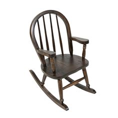 a wooden rocking chair on a white background