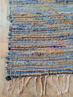 Denim & Jute Color Rag Rugs, Recycled Denim Blue Hand Woven Cotton Boho Rug, Home Decor Braided Area Rug Bohemian Style Floor Decor Carpet Braided Area Rugs, Rag Rugs, Carpet Size, Bohemian Area Rugs, Blue Hand, Recycled Denim, Rug Bohemian, Rag Rug, Kilim Cushions