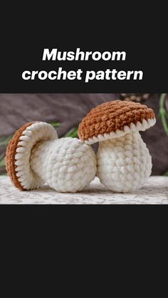 two crocheted mushrooms sitting on top of each other