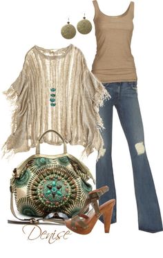 Stile Hippie Chic, Stile Boho Chic, Mode Inspiration, Hippie Style, Look Chic, Ripped Jeans