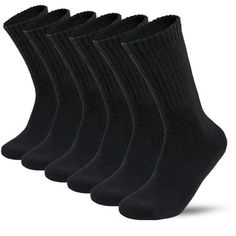 Men's Sport Athletic Cotton Heavy Cushion Casual Crew Socks with Solid White Black Gray Color and Size 9-11, 10-13 Male performance cushion crew socks are soft, durable cotton and a full-cushion foot, these socks are ideal for work, sports, and casual use. Carefully constructed with moisture control technology and spandex for a perfect fit, these socks are engineered to keep your feet cool and dry. Designed with an authentic rib construction in a variety of marled yarns, complements any outfit, Durable Casual Winter Socks, Durable Black Socks For Winter, Casual Durable Winter Socks, Comfortable Durable Black Socks, Black Casual No-show Socks, Fitted Black No-show Socks, Black No-show Breathable Socks, Non-slip Black Cotton Socks, Black Cotton No-show Socks