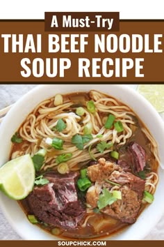 Thai Beef Noodle Soup Ginger Beef Soup, Soups With Rice Noodles, Thai Beef Soup Recipes, Thai Beef Soup, Crockpot Pho Recipe, Thai Pho Soup Recipe, Crock Pot Pho, Beef Noodle Soup Recipes, Asian Beef Soup