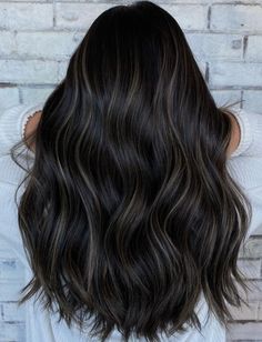 Dark Brown Hair With Highlights, Highlights Ideas, Black Hair With Highlights