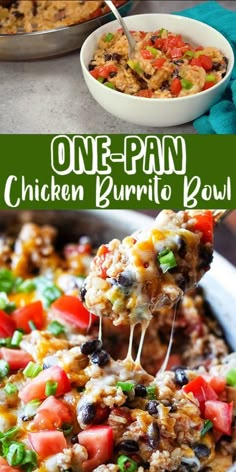 one - pan chicken burrito bowl is an easy and delicious dinner