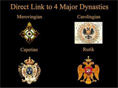 four different types of coats and emblems on black background with text that reads direct link to 4 major dymasties