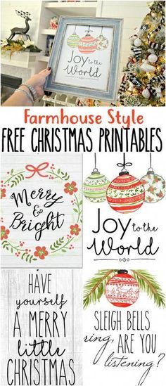 christmas printables with the words farmhouse style