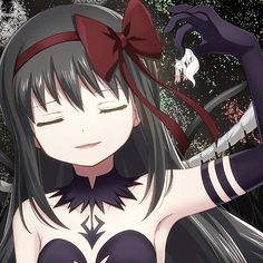 Black Madoka Magica, Homura Demon Form, Homura Goddess, Madoka Pfp Homura, Homura Akemi Icon Dark, Homura Akemi Manga, Madoka Magica Pfp