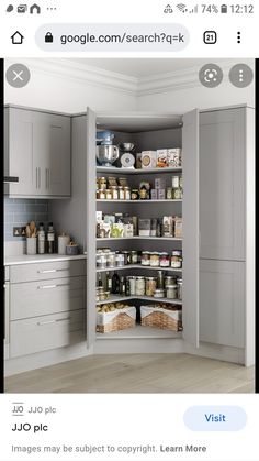 an open pantry with lots of food in it