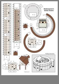 a paper model of shakespeare's globe theatre, with instructions for the seating area