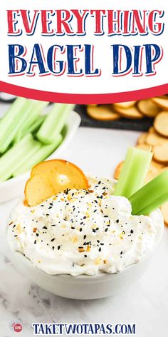 Your favorite Everything Bagel Dip is here! ​ ​Grab your homemade bagel seasoning and make a creamy dip! #EverythingBagelDip #EverythingBagel #Dips #PartyFoods #creamcheese #spices #easy #recipe #appetizers #dips