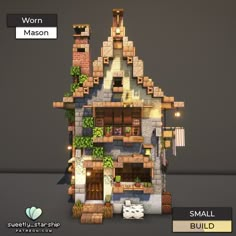 an image of a small house made out of blocks and bricks with the words wowm mason on it