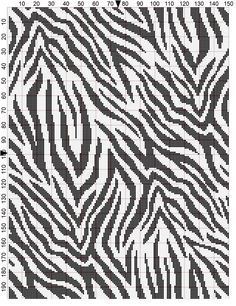 a cross stitch pattern with black and white zebra print on it's side, showing the