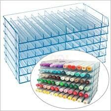 several rows of acrylic tubes stacked on top of each other