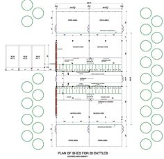 the plans for an office building, including two parking spaces and several other areas in front of