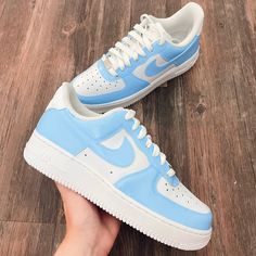 Baby Blue custom sneakers Rave Shoes, Color Celeste, Painted Canvas Shoes, Nike Shoes Jordans, Cute Sneakers