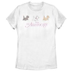 For all the cat lovers out there, we aren't "kitten" around when we say you will love this officially licensed Disney The Aristocats Kitten Walk Movie Pink Logo Women's Graphic T-Shirt! This adorable design features your three favorite kittens, Marie, Berlioz, and Toulouse prancing across the front, along with the movie title printed in script pink font below them. It would be a real cat-astrophe if you missed out on this new apparel, so grab one today! Aristocats Kittens, Disney Shorts, The Aristocats, Y2k Clothes, Cat Tee, Graphic Tee Design, Kinds Of Clothes, Boyfriend T Shirt, Classic Disney