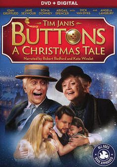 the dvd cover for buttons a christmas tale, featuring two men in hats and one woman with