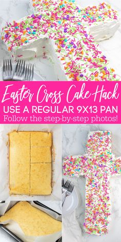 easter cross cake hack use a regular 9x13 pan follow the step by step photos