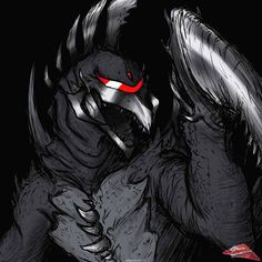 an image of a monster with red eyes