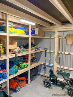 a room filled with lots of toys and shelves