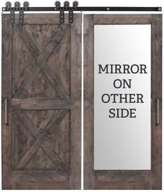 an open door with the words mirror on other side written in black and white letters