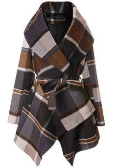 Prairie Check Rabato Coat by Chic+ - Retro, Indie and Unique Fashion Rabato Coat, Checkered Coat, Shawl Collar Coat, Checked Coat, Collared Coat, Print Coat, Coat Patterns, Brown Coat