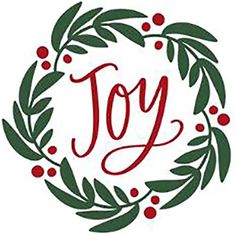 a christmas wreath with the word joy in it