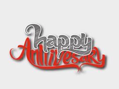 happy anniversary greeting card with red and gray lettering