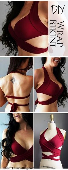 four different pictures of the back of a woman's bra