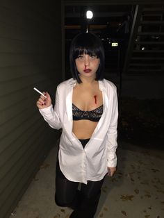 Fantasia Mia Wallace, Black Bob Halloween Costumes, Mia Wallace Outfit, Mia Wallace Makeup, Mia Wallace Halloween Costume, Mia Wallace Halloween