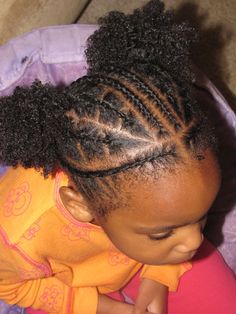 quick style- cornrows with puffs Style Cornrows, Kids Cornrows, Kids Cornrow Hairstyles, Cornrows Styles, Inspo Hair, Hair Puff, Girls Natural Hairstyles, Braids For Kids, Cornrow