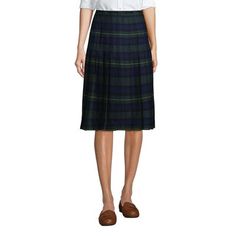 She'll jump, she'll twirl, she'll dance, and then she'll sit at her desk like a lady. The pleats in this just-below-the-knee skirt always fall neatly in place. The polyester/rayon blend makes it a pop-in-the-wash, no-need-to-iron dream for you. And the pleats do more than just make her look good: they give her extra moving space, too. Side button/zip closure. Below-the-knee length. Machine wash. Imported. Below The Knee Skirt, Plaid Pleated Skirt, Knee Skirts, Fall Winter Wardrobe, Pleated Midi Skirt, Cute Skirts, A Lady, Plaid Skirts, Knee Length Skirt