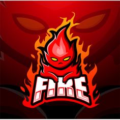 the fire logo on a red background with flames coming out of its face and eyes