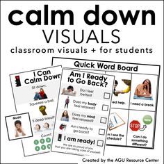 a poster with the words calm down and pictures