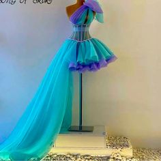 Beautiful Plus Dress. Purple And Blue, Lace Up Back With Hidden Zipper, One Shoulder With Bow. Dress Was Altered On The Sides, The Stitching Can Be Undone. Size 24w Worn Once. Rainbow Gown, Dress With One Shoulder, Blue Tulle Dress, Ombre Fashion, Blue Tulle, Rainbow Dress, Bow Dress, Dress Purple, Plus Dresses