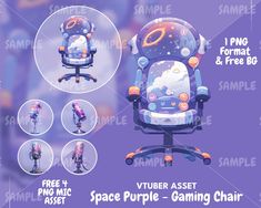 the space themed office chair is shown with instructions to use it for children's activities