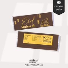 Eid Mubarak Chocolate Wrapper Printable Eid Chocolate Wrapper, Eid Chocolates, Aid El Fitr, Gifts For Eid, Chocolate Wrapper, Chocolate Wrappers, Eid Al Fitr, Eid Gifts