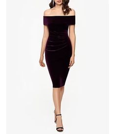 Women's Cocktail & Party Dresses | Dillard's Velvet Short Dress, Velvet Dress Short, Velvet Bodycon Dress, Shoulder Stretch, Off Shoulder Dresses, Velvet Shorts, Womens Cocktail Dresses, Stretch Velvet, Midi Dress With Sleeves