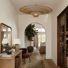 a living room filled with furniture and a potted plant